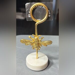 New Gold Bee on Marble Base Photo Note Holder